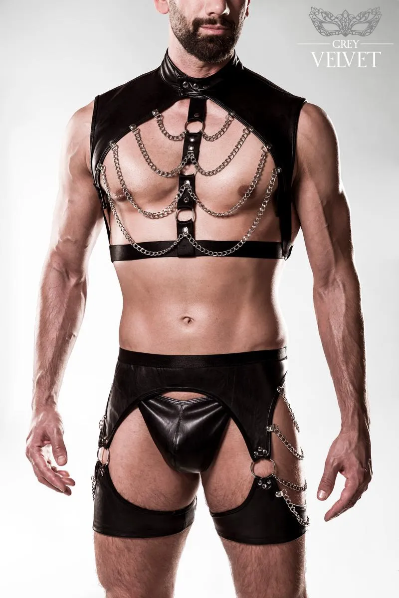 Grey Velvet Mens Erotic Set
