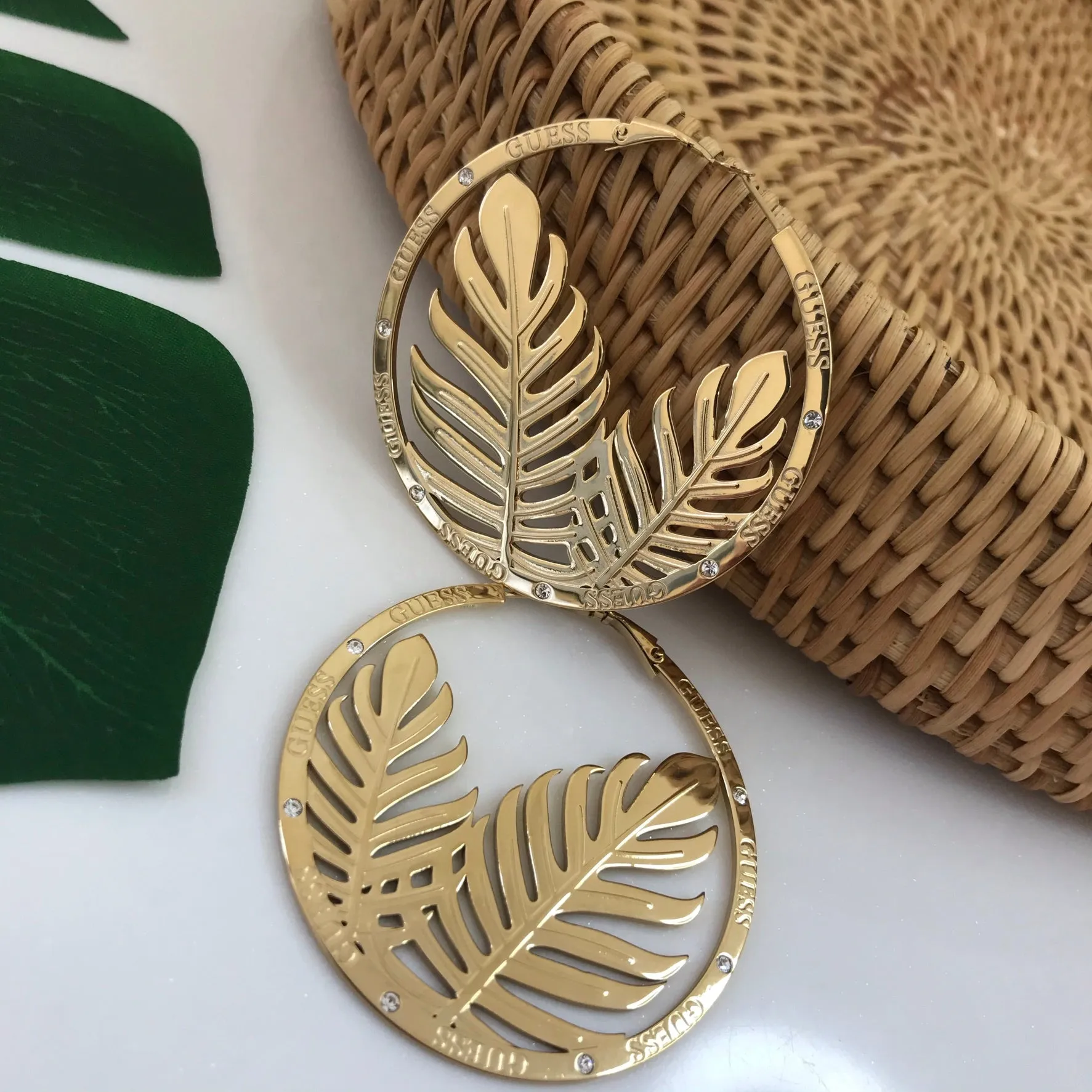 Guess Tropical Sun Gold Disc Earrings