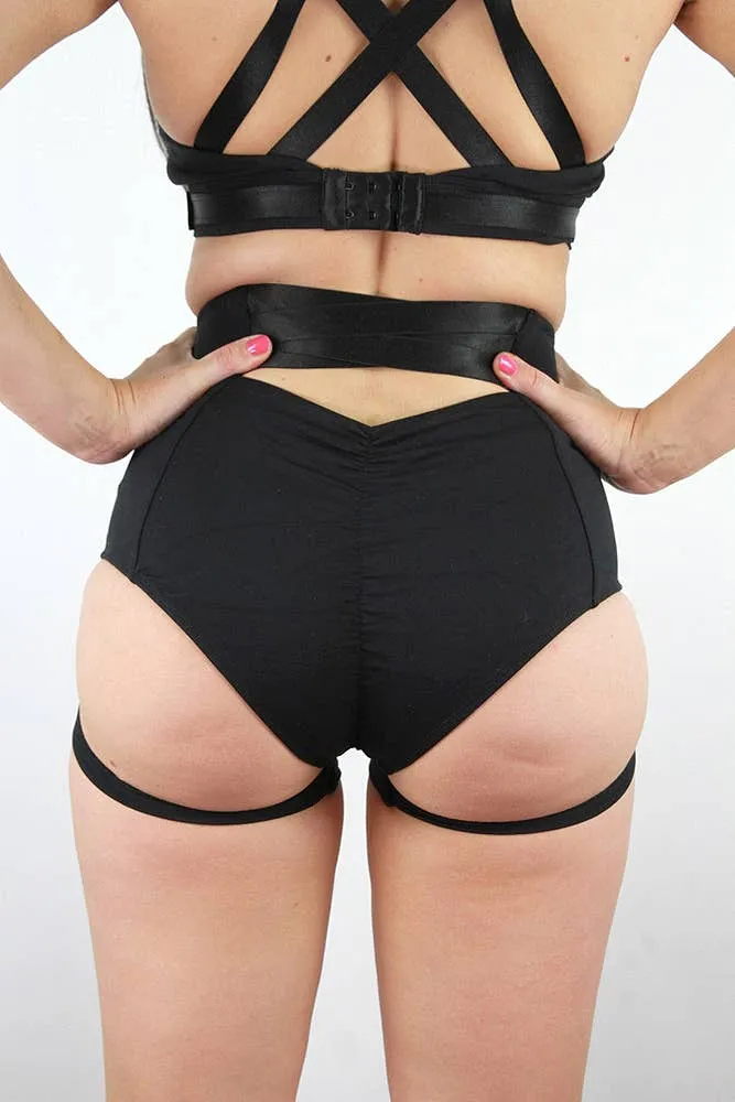 Hamilton Super High Waist Garter Short - Black