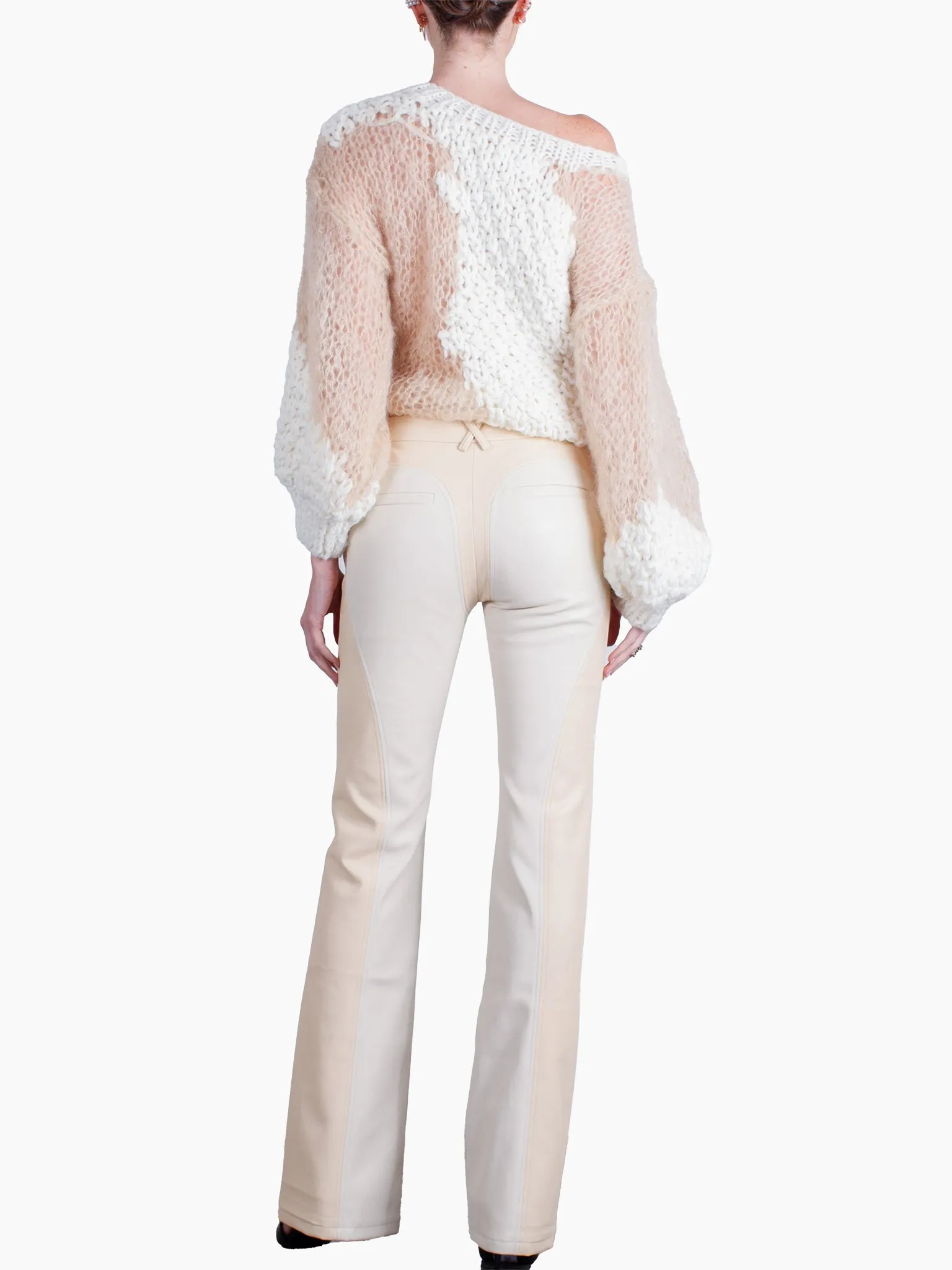 HAN WEN STUDIO Straight Leg Heart Silhouette Leather Pant