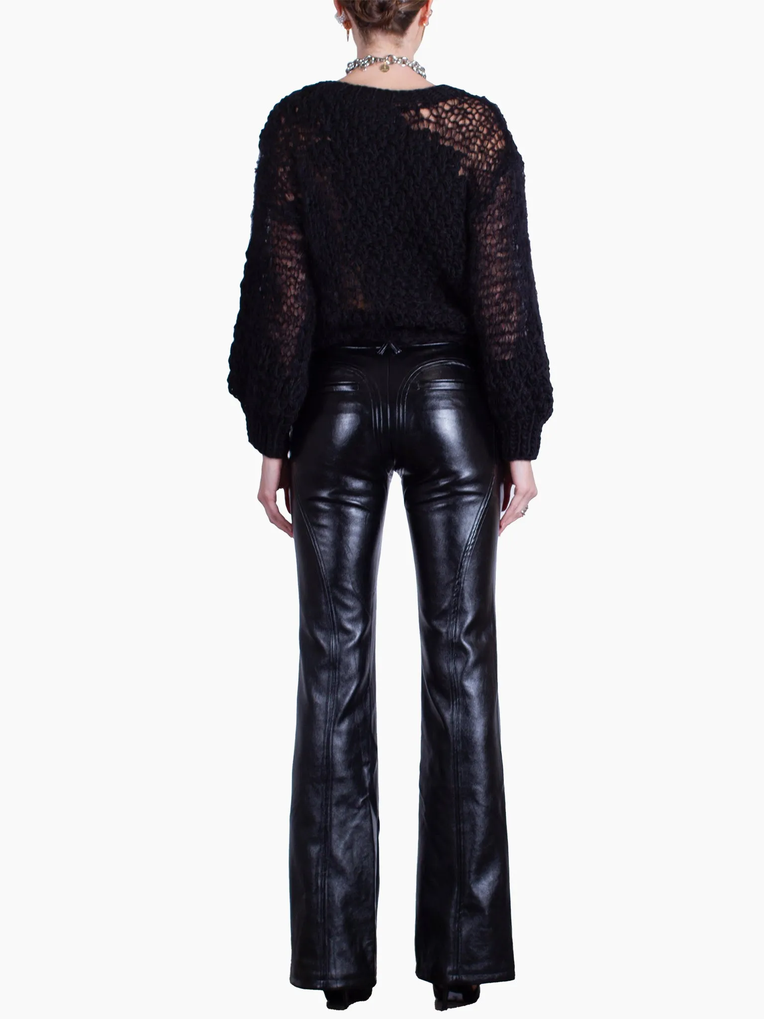 HAN WEN STUDIO Straight Leg Heart Silhouette Leather Pant