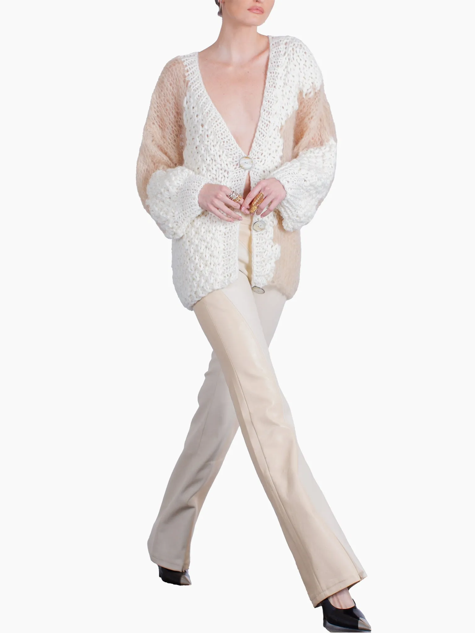 HAN WEN STUDIO Straight Leg Heart Silhouette Leather Pant