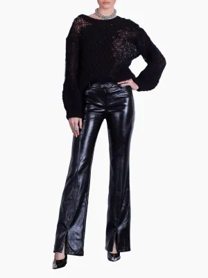 HAN WEN STUDIO Straight Leg Heart Silhouette Leather Pant
