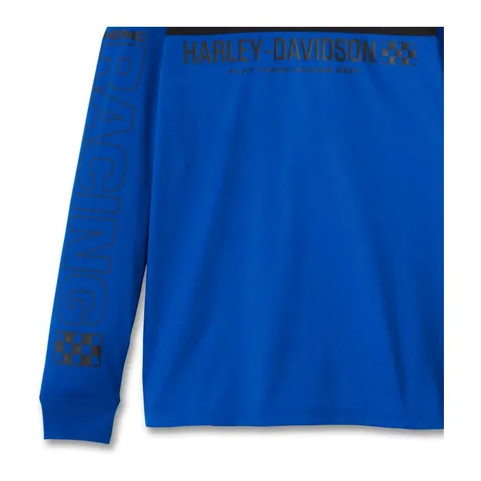 Harley-Davidson® Men's Blue Blazes Long Sleeve Racing Jersey - Colorblocked - Lapis Blue