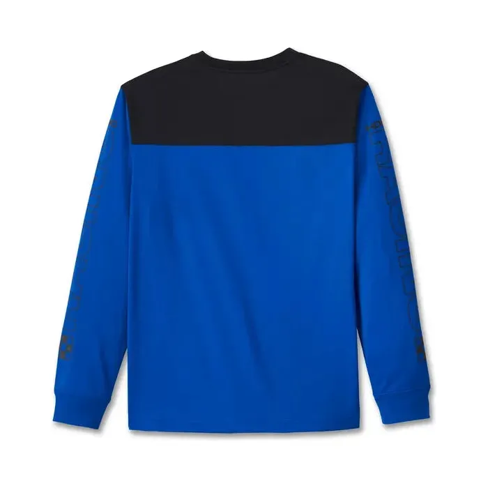 Harley-Davidson® Men's Blue Blazes Long Sleeve Racing Jersey - Colorblocked - Lapis Blue