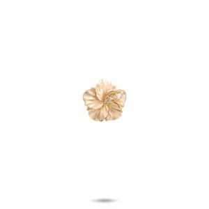 Hawaiian Gardens Hibiscus Pendant in Gold with Diamonds - 11mm