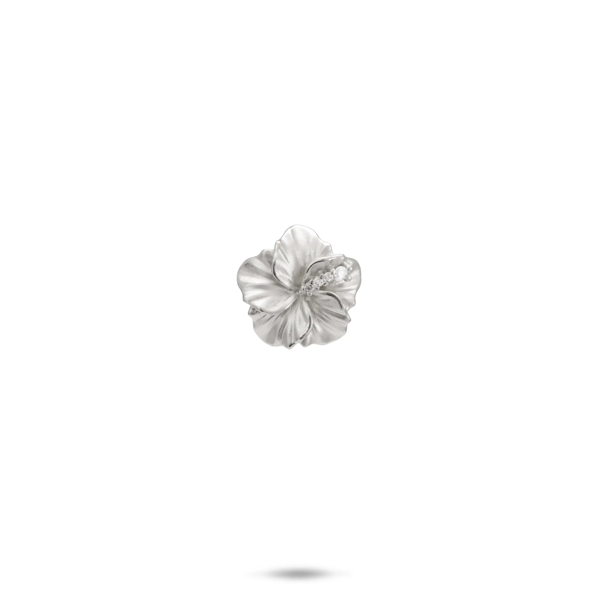 Hawaiian Gardens Hibiscus Pendant in White Gold with Diamonds - 11mm