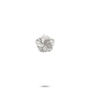 Hawaiian Gardens Hibiscus Pendant in White Gold with Diamonds - 11mm