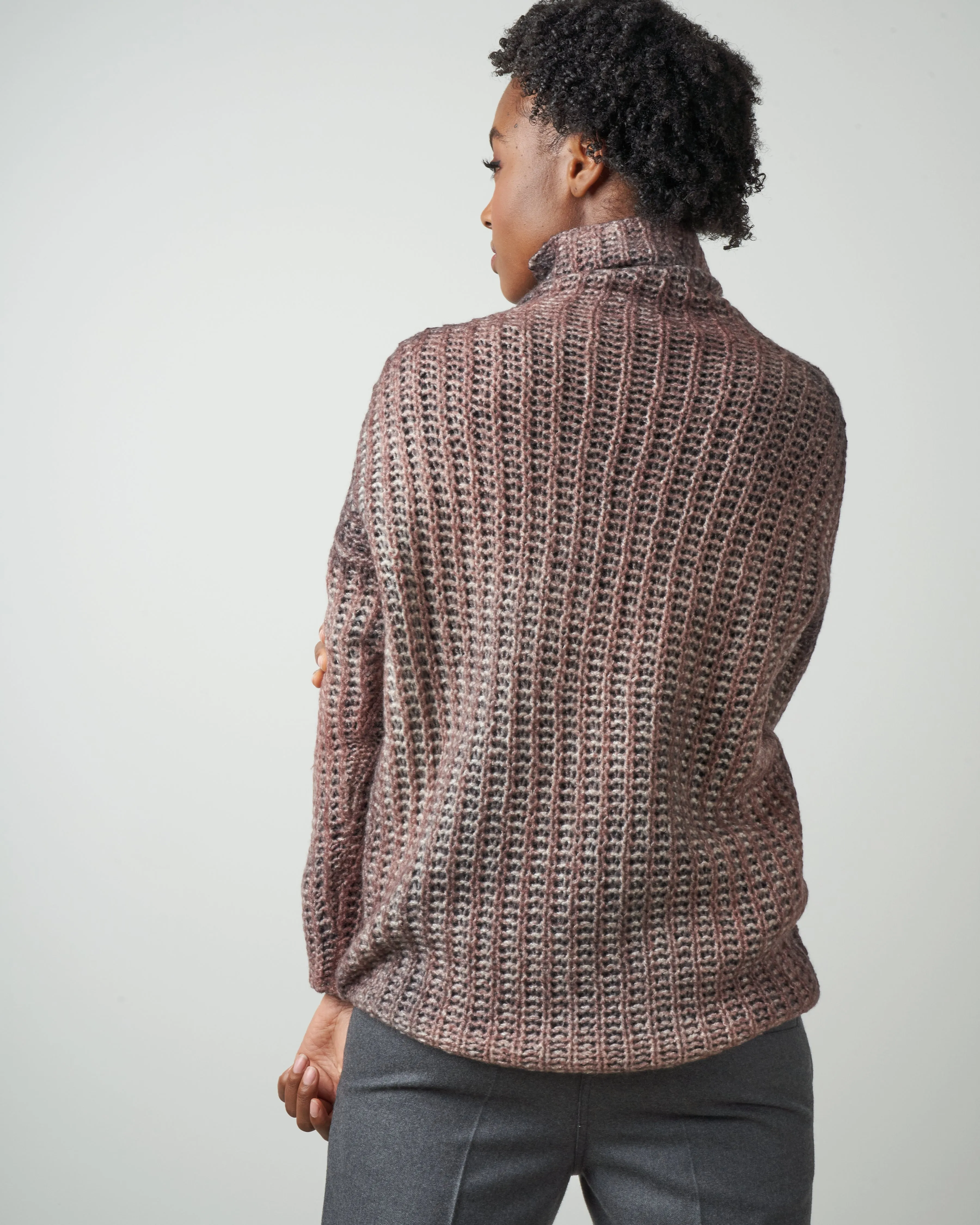high neck corn stitch pullover - satin