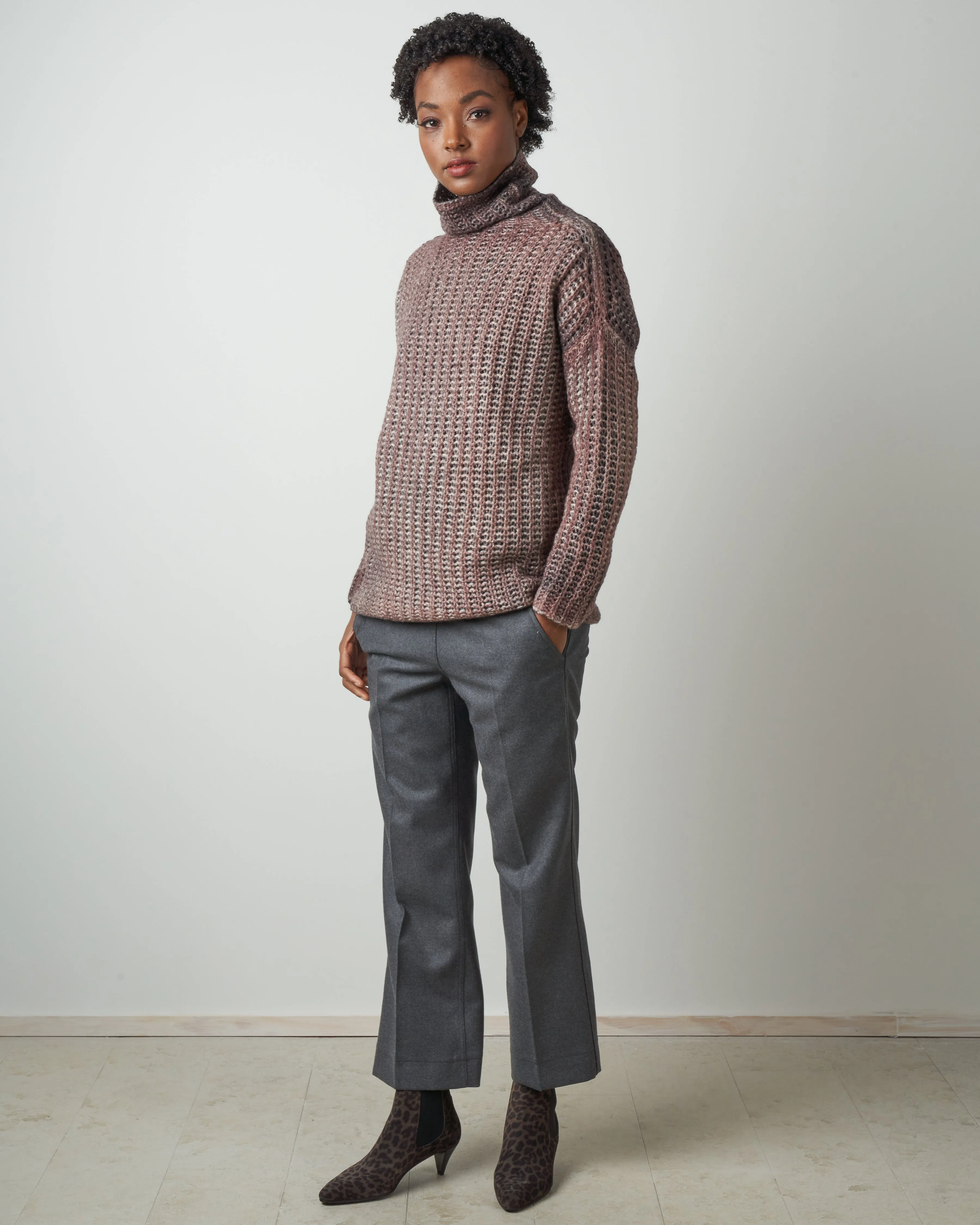 high neck corn stitch pullover - satin