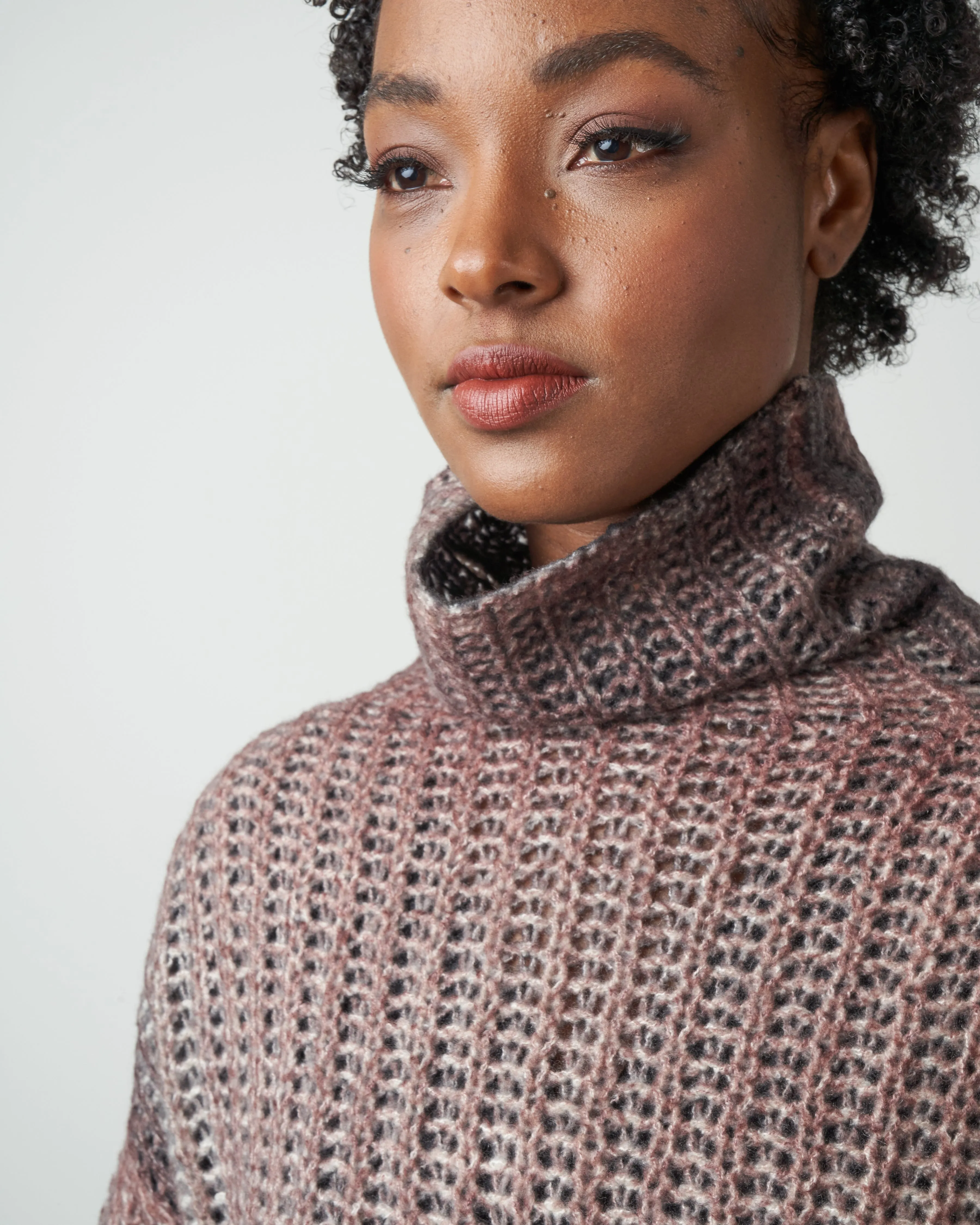 high neck corn stitch pullover - satin