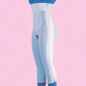 High Waist Compression Girdle Below Knee - Hook and Eye with Zipper, White (#2023)