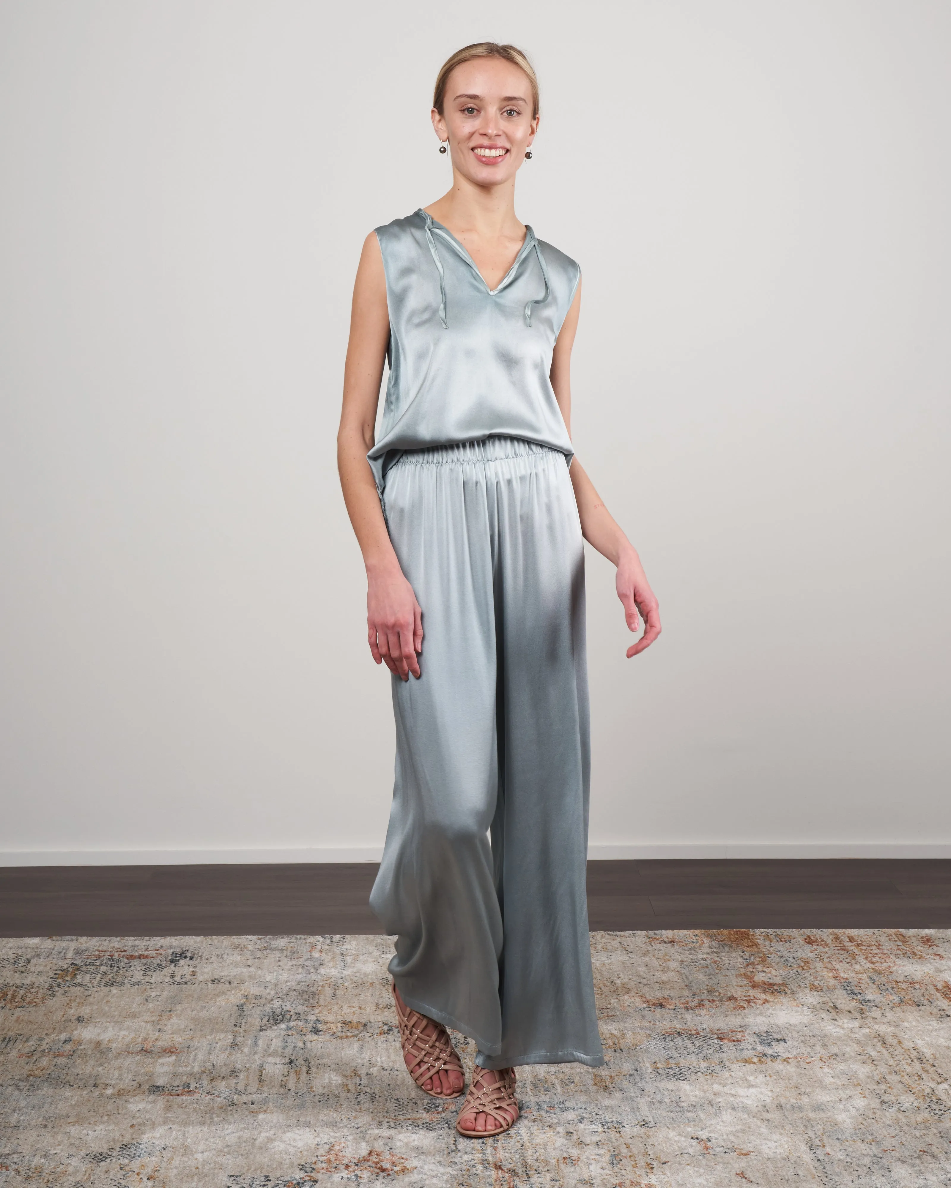 high waist silk palazzo pants - rio