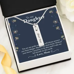 I will always protect you, From Mom-Birthstone/Text Necklace for Daughter