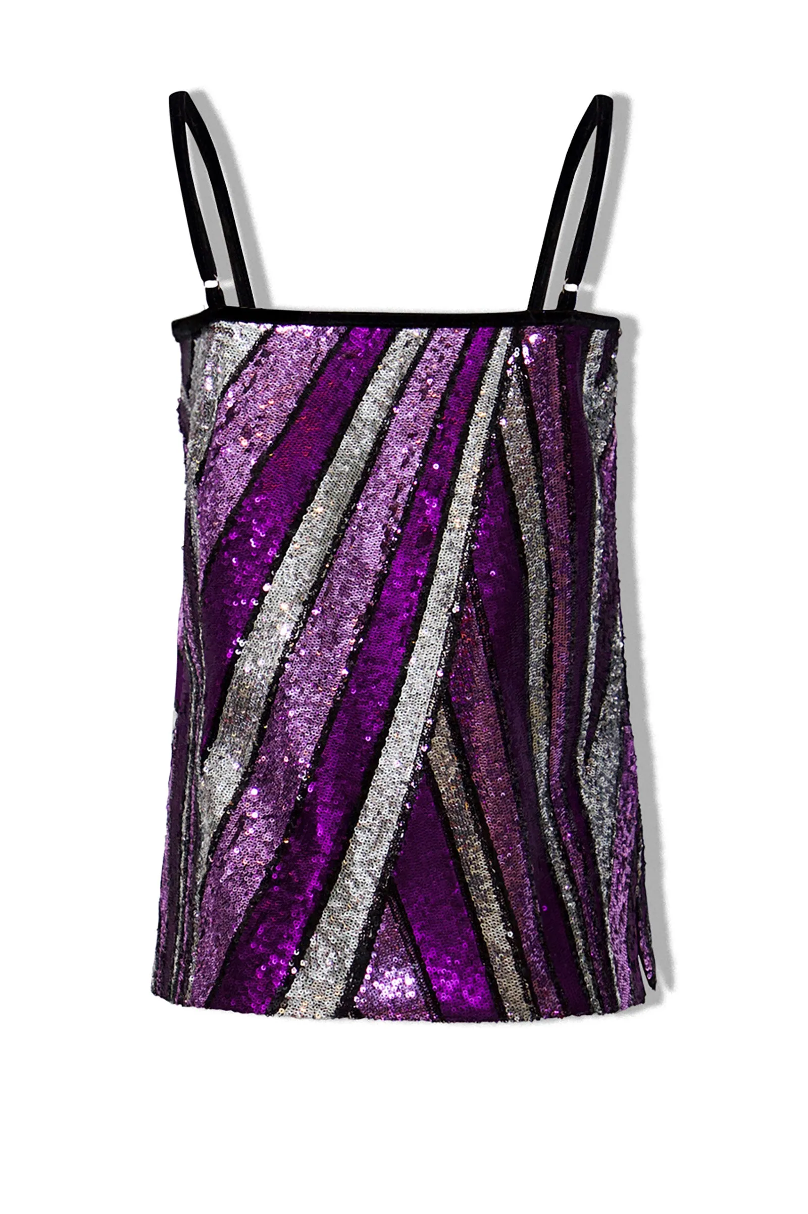 Ilona Rich Purple Geometric Sequin Cami Top