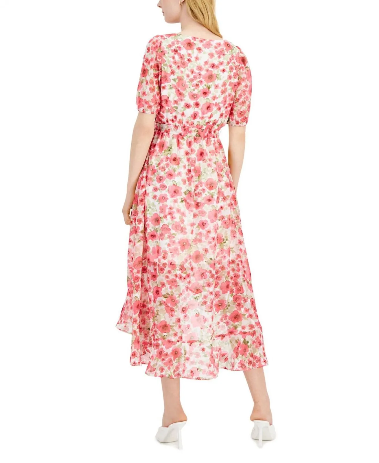 Inc International Concepts Floral High-Low Midi Dress 10836404 Tropical Peach