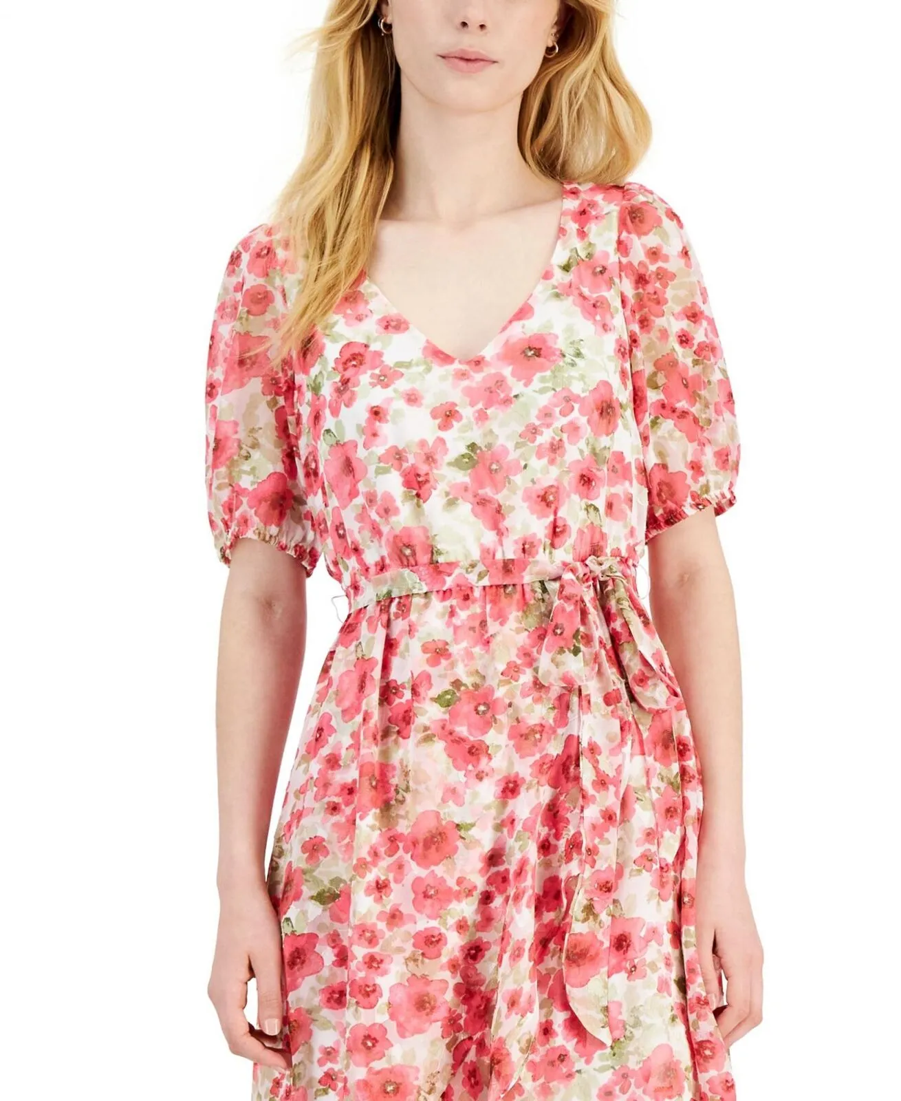 Inc International Concepts Floral High-Low Midi Dress 10836404 Tropical Peach