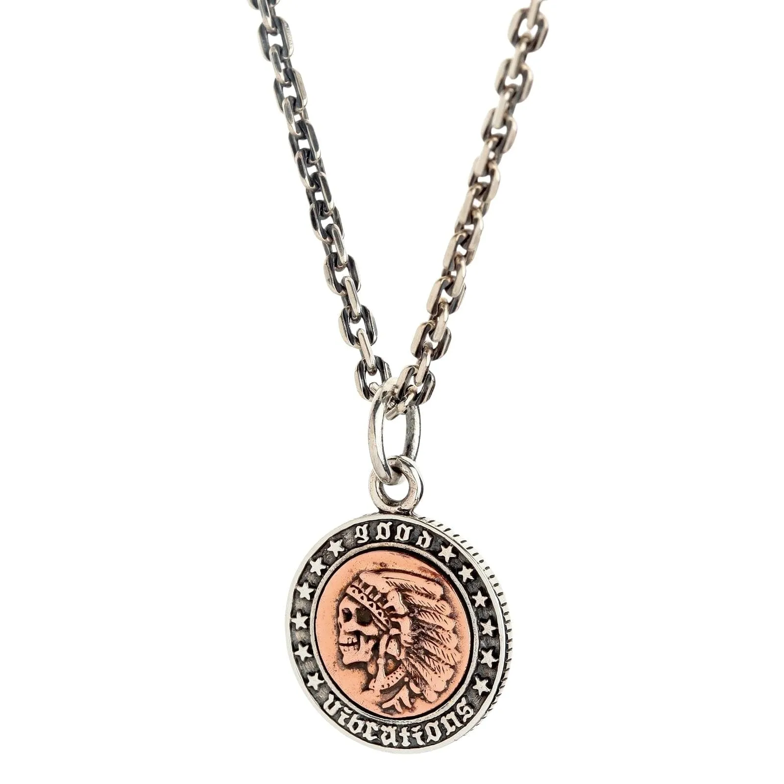 Indian Liberty Coin Sterling Silver Skull Pendant