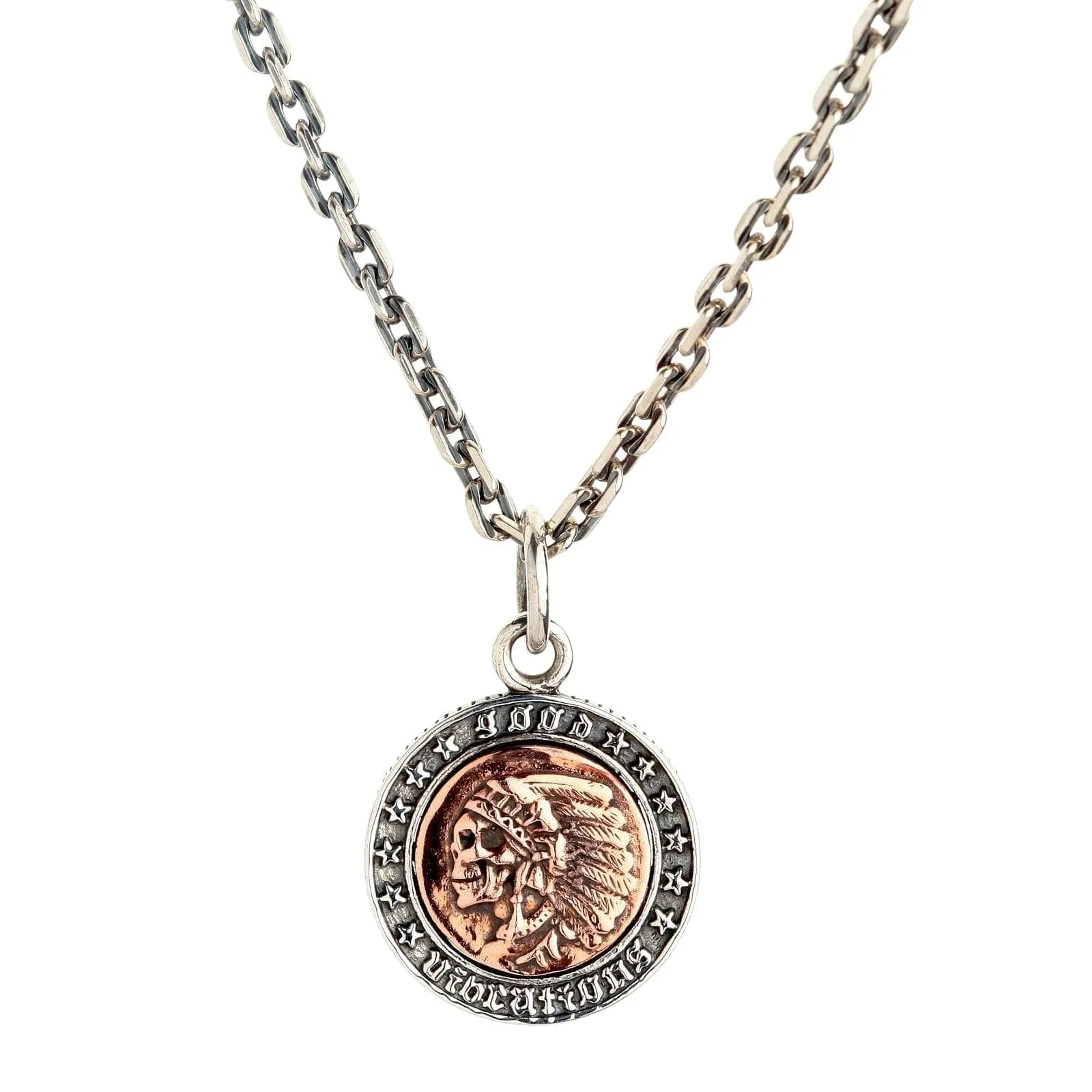 Indian Liberty Coin Sterling Silver Skull Pendant