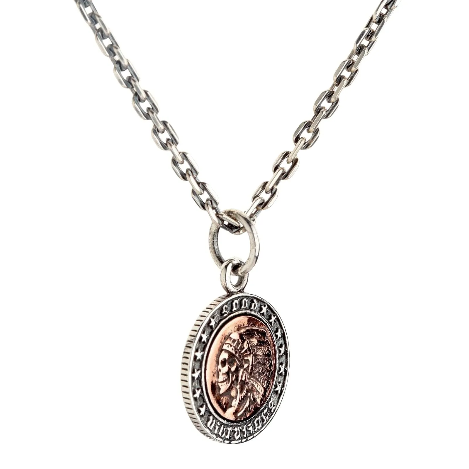 Indian Liberty Coin Sterling Silver Skull Pendant