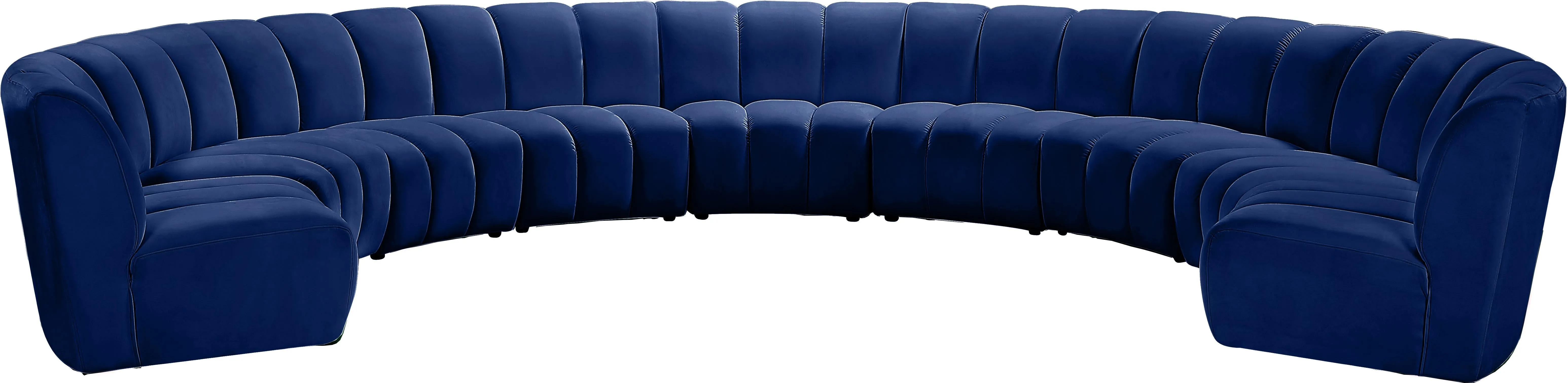 Infinity Navy Velvet 9pc. Modular Sectional