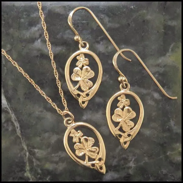 Irish Shamrock Pendant and Earring Set
