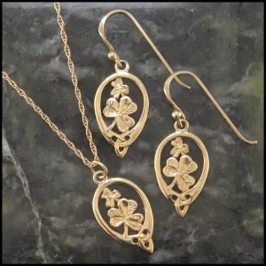 Irish Shamrock Pendant and Earring Set