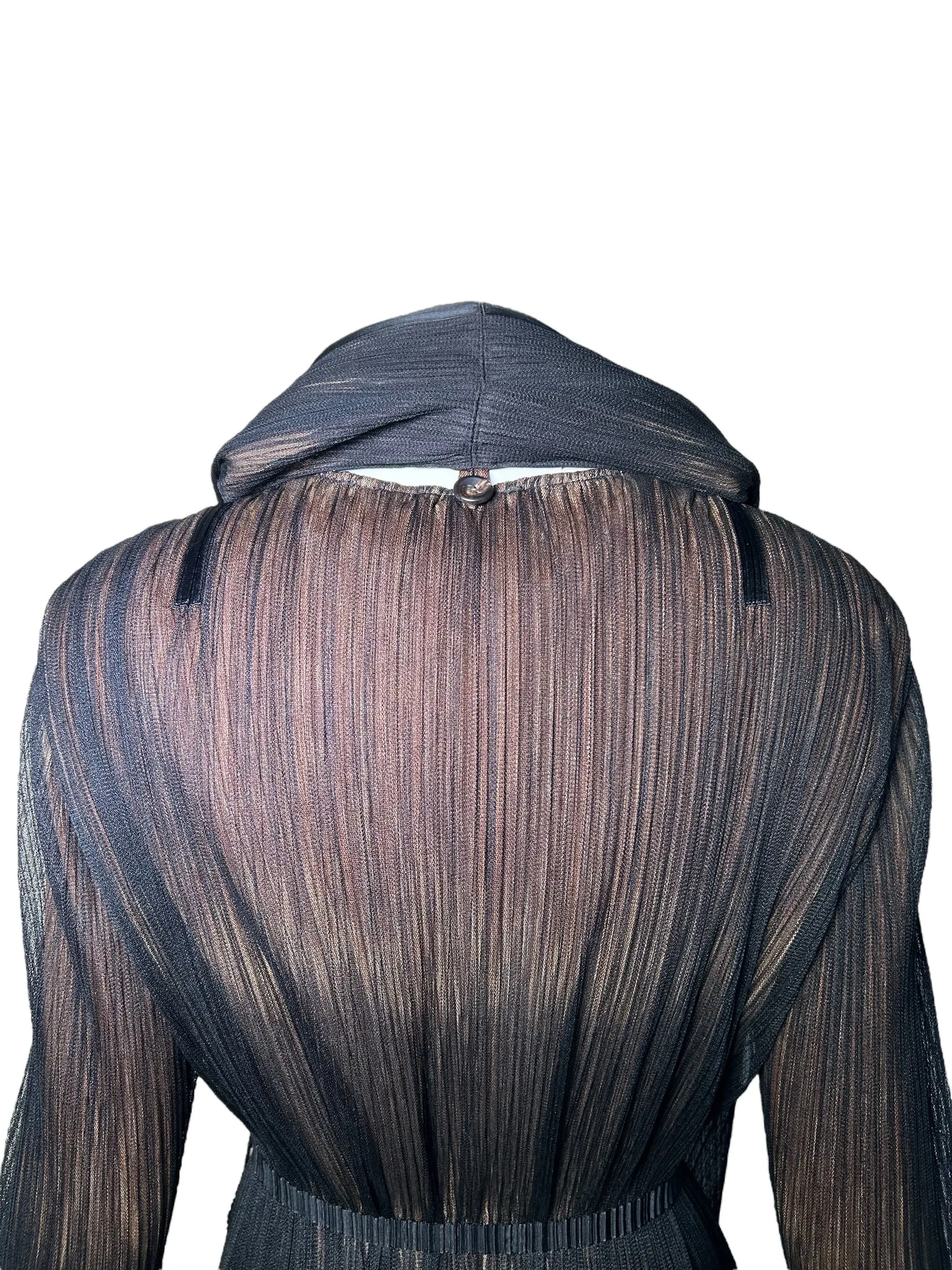 Issey Miyake 1990's Micro Pleated Black & Tan Jacket   Skirt Ensemble