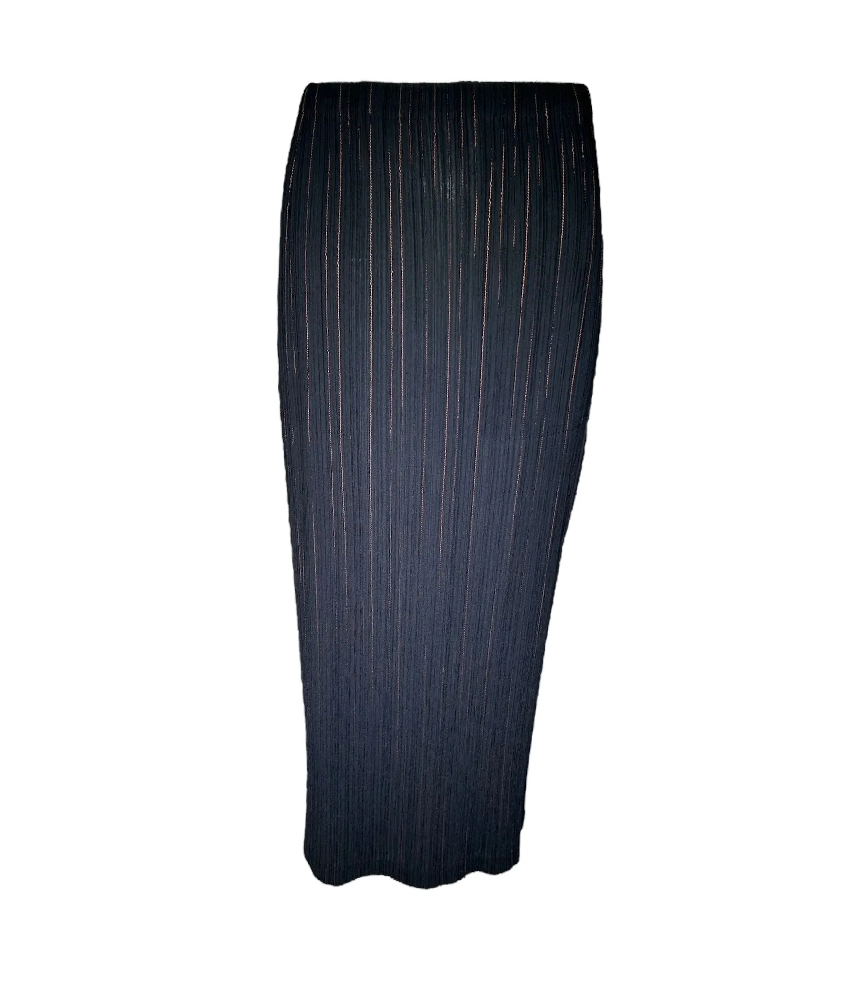 Issey Miyake 1990's Micro Pleated Black & Tan Jacket   Skirt Ensemble