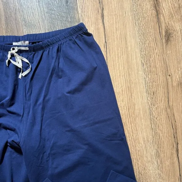 J. Crew Dreamy Cotton Blend Pajama Pant Set Navy Blue Size S NWT CC660