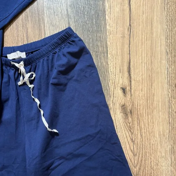 J. Crew Dreamy Cotton Blend Pajama Pant Set Navy Blue Size XXS NWOT CC660