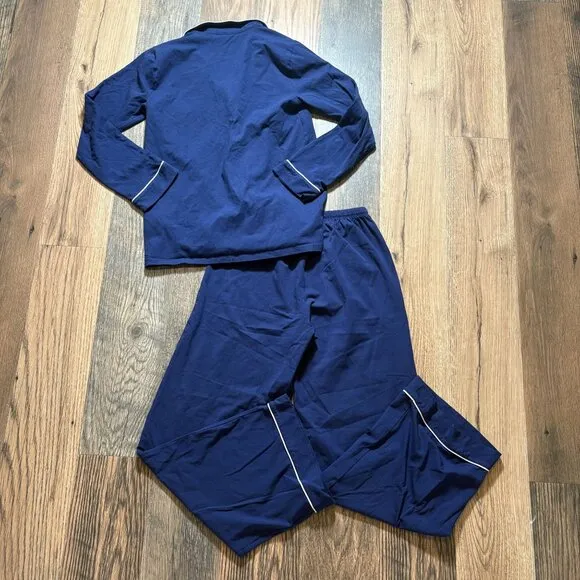 J. Crew Dreamy Cotton Blend Pajama Pant Set Navy Blue Size XXS NWOT CC660