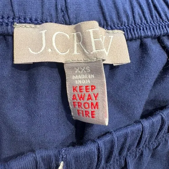J. Crew Dreamy Cotton Blend Pajama Pant Set Navy Blue Size XXS NWOT CC660