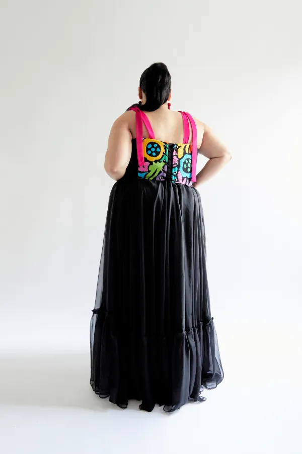 Jalapa Embroidered Dress with Pink Straps