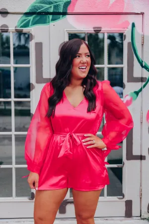 Jasmine Puff Sleeve Romper - Pink
