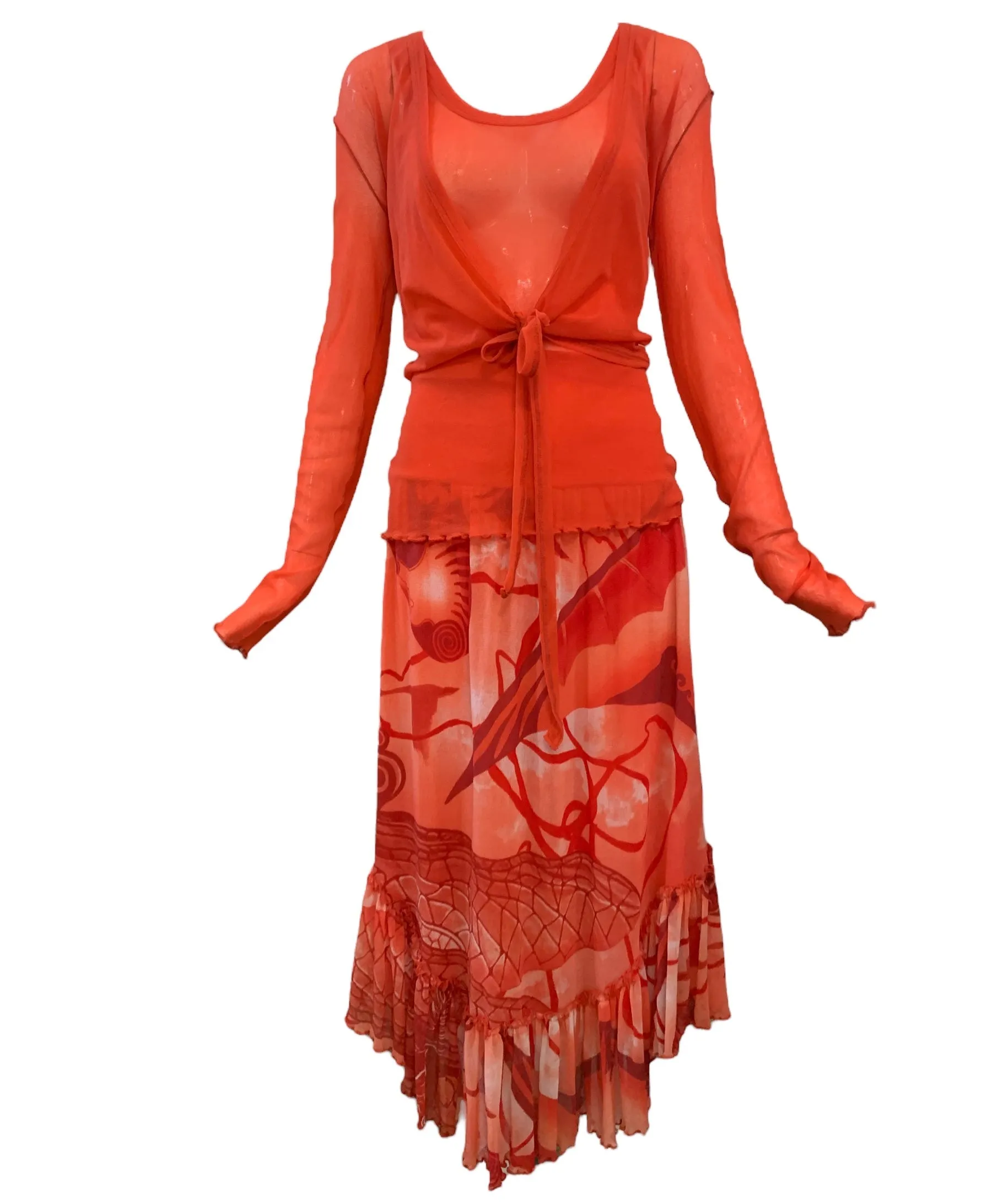 Jean Paul Gaultier Fuzzi Orange Mesh Ensemble