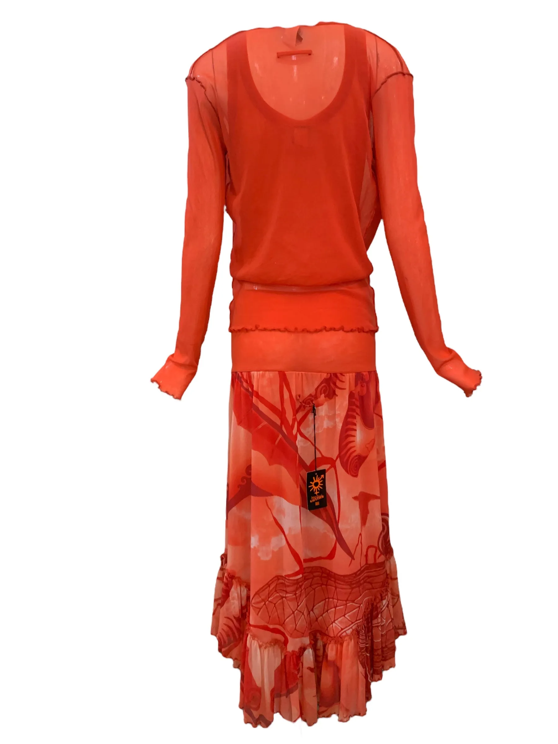 Jean Paul Gaultier Fuzzi Orange Mesh Ensemble