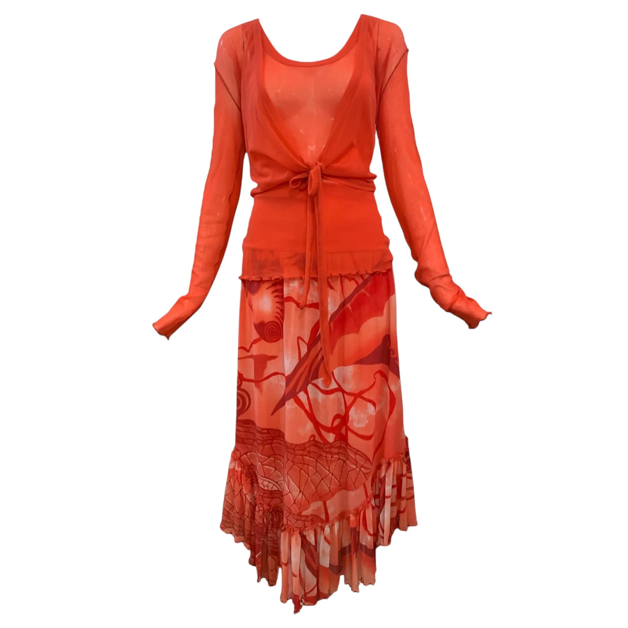 Jean Paul Gaultier Fuzzi Orange Mesh Ensemble