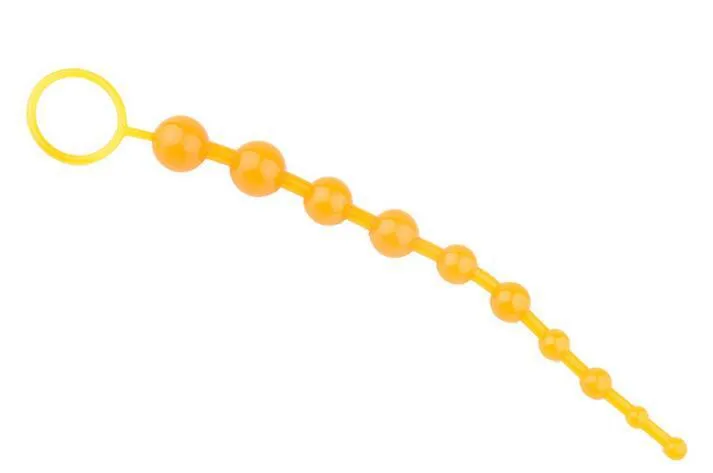 Jelly Anal Beads Orgasm Vagina Plug Play Pull Ring Ball Anal Stimulator Butt Beads yellow