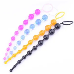 Jelly Anal Beads Orgasm Vagina Plug Play Pull Ring Ball Anal Stimulator Butt Beads yellow