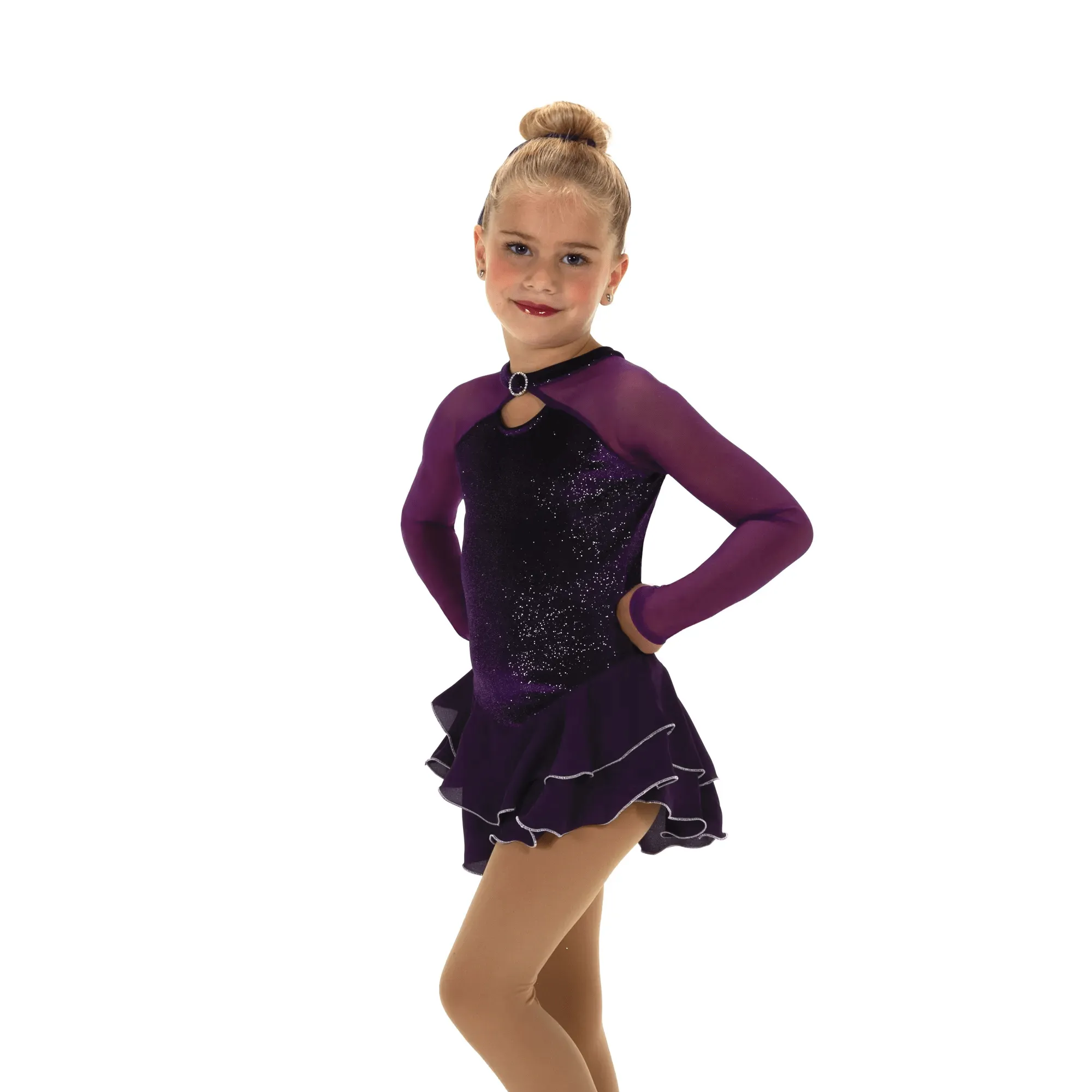 Jerry's 645 Deep Purple Shimmer Figure Skating Dress - Youth