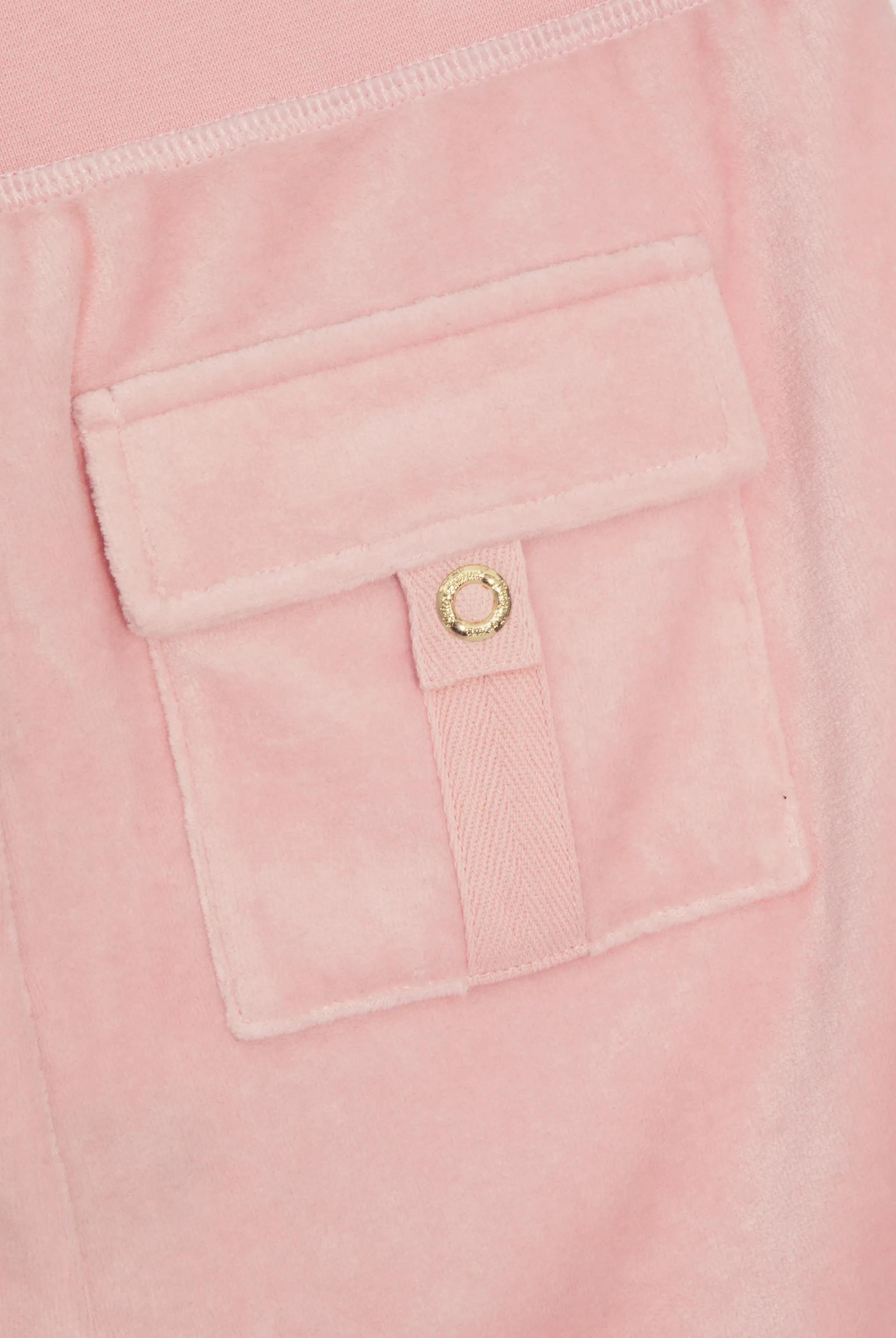 JUICY PINK 'ONCE UPON A TIME' ULTRA LOW RISE BAMBOO VELOUR HERITAGE POCKETED BOTTOMS