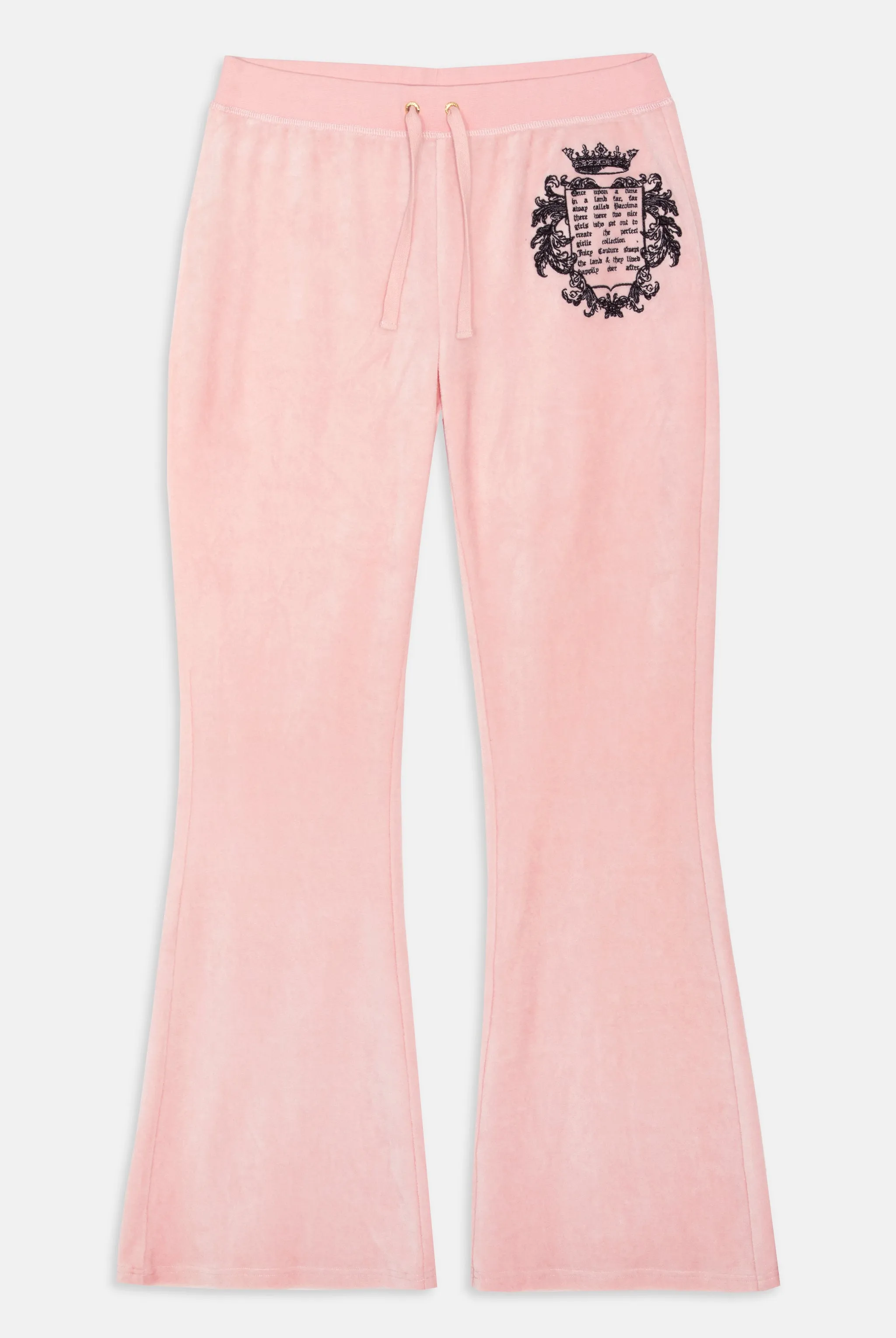JUICY PINK 'ONCE UPON A TIME' ULTRA LOW RISE BAMBOO VELOUR HERITAGE POCKETED BOTTOMS