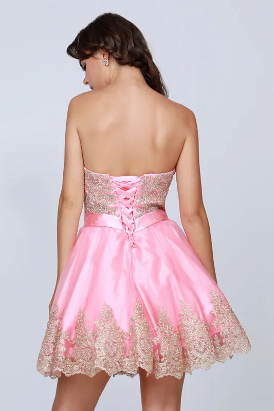 Juliet 759 Short Sweetheart Neckline Strapless Dress with Bow