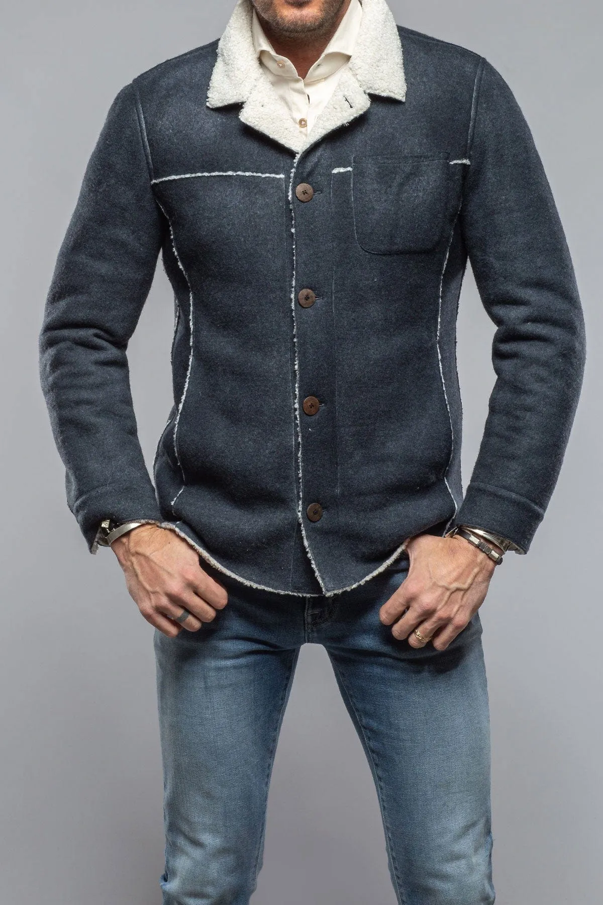 Kalispell Sherpa Shirt Jacket In Navy