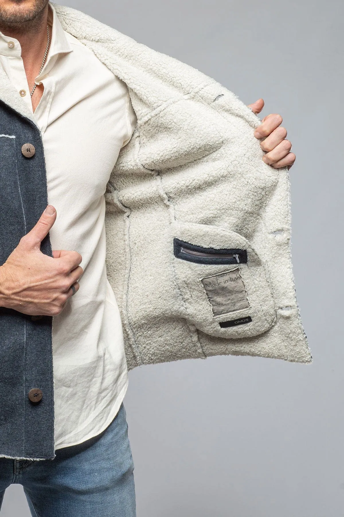 Kalispell Sherpa Shirt Jacket In Navy