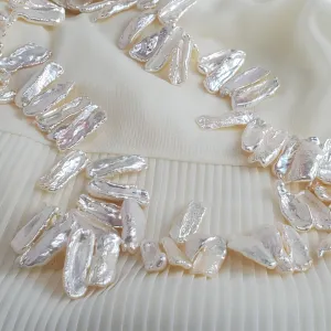Keishi Pearl necklace, Grade A Keishi Pearls Hand Knotted Keishi Pearl Necklace, Bridal Necklace, Statement Pearl Necklace