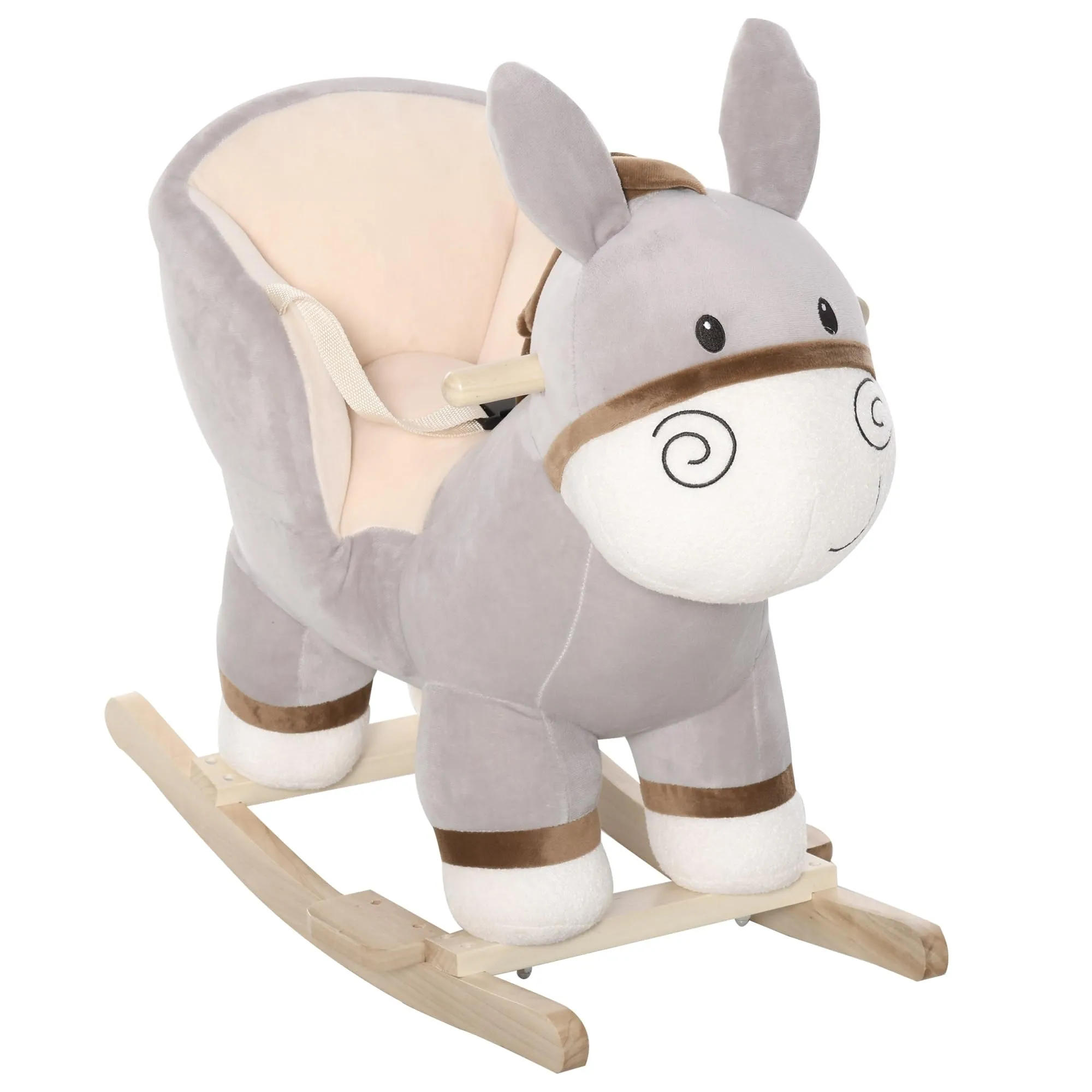 Kids Plush Ride-on Rocking Horse with Bear Toy Children Chair Soft Fun