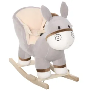 Kids Plush Ride-on Rocking Horse with Bear Toy Children Chair Soft Fun