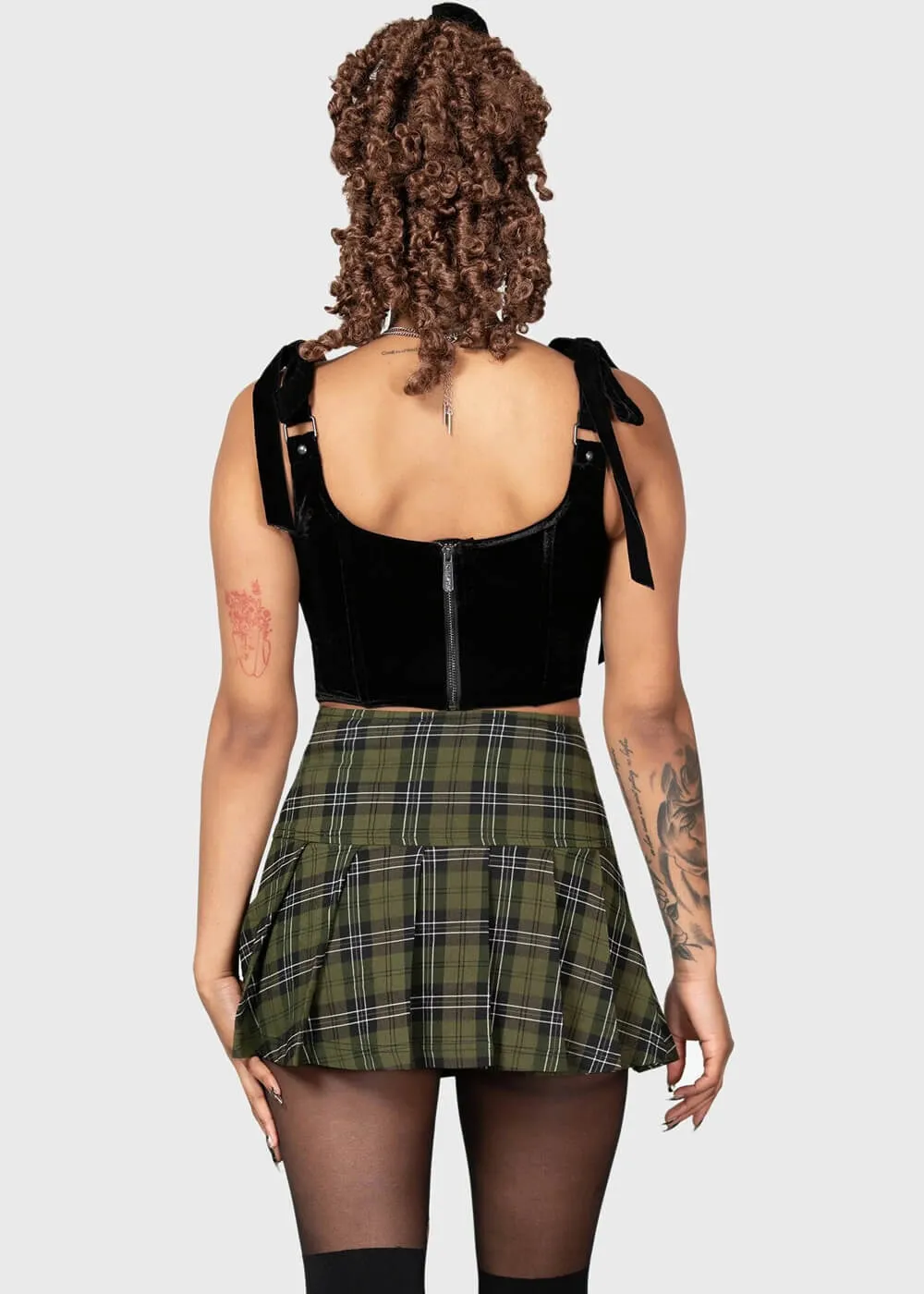 Killstar Toxic Flora Velvet Corset Top Black